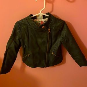 Charcoal gray pleather jacket brand is genuine kids from Oshkosh size 3 T